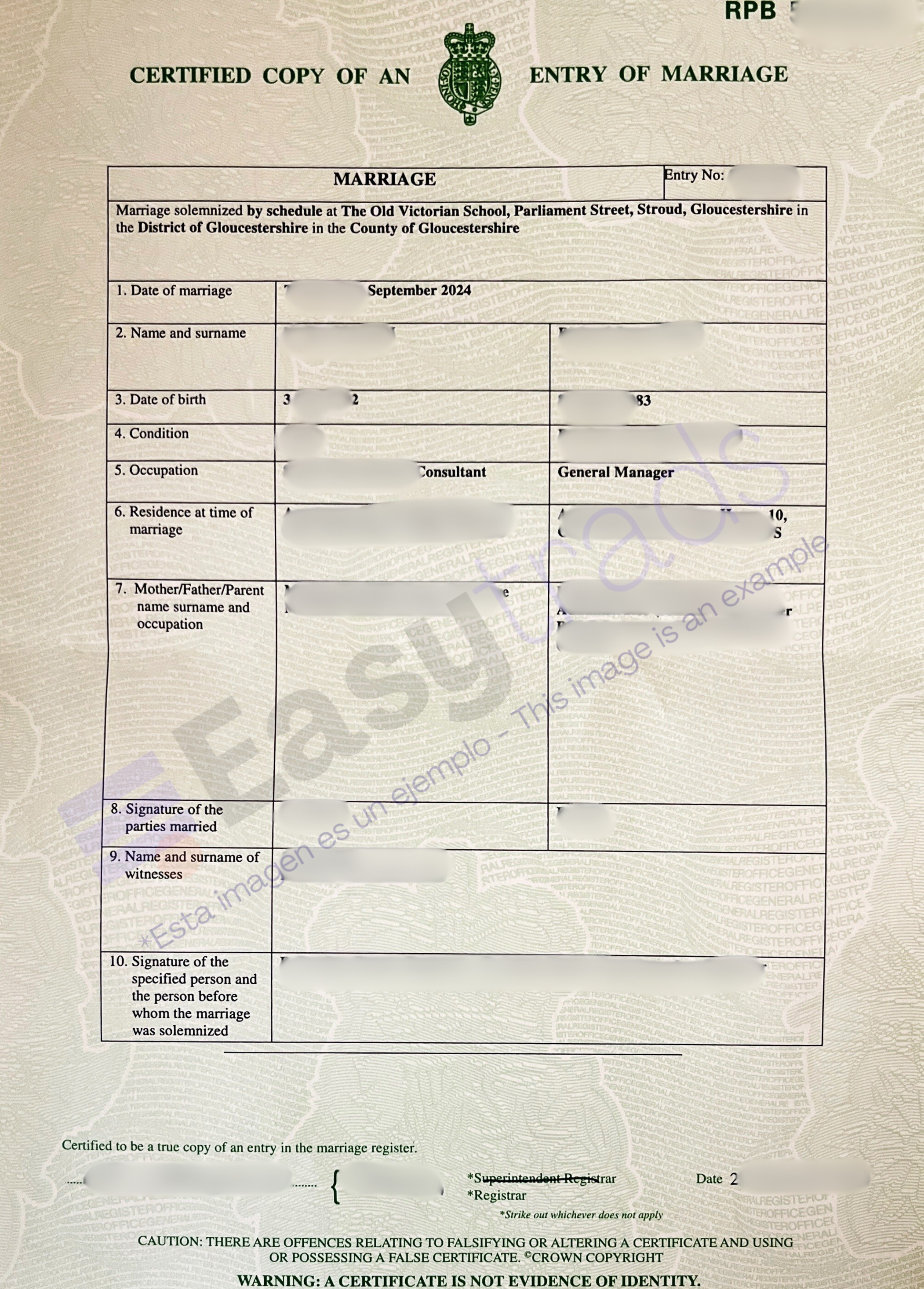 Certifcado Matrimonio Reino Unido Marriage Certificate UK 2