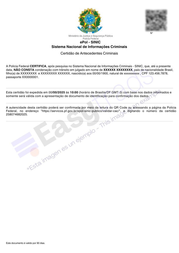 Brazilian criminal record certificate