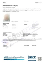 Traducción jurada certificado de Antecedentes Penales de Reino Unido (ACRO)
